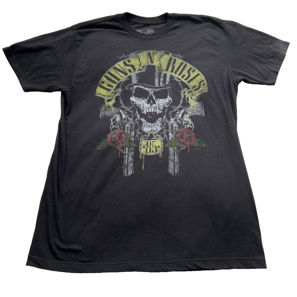 Guns n' Roses T Shirt Sz L Short Sleeve Black Cotton Blend "85" Soft